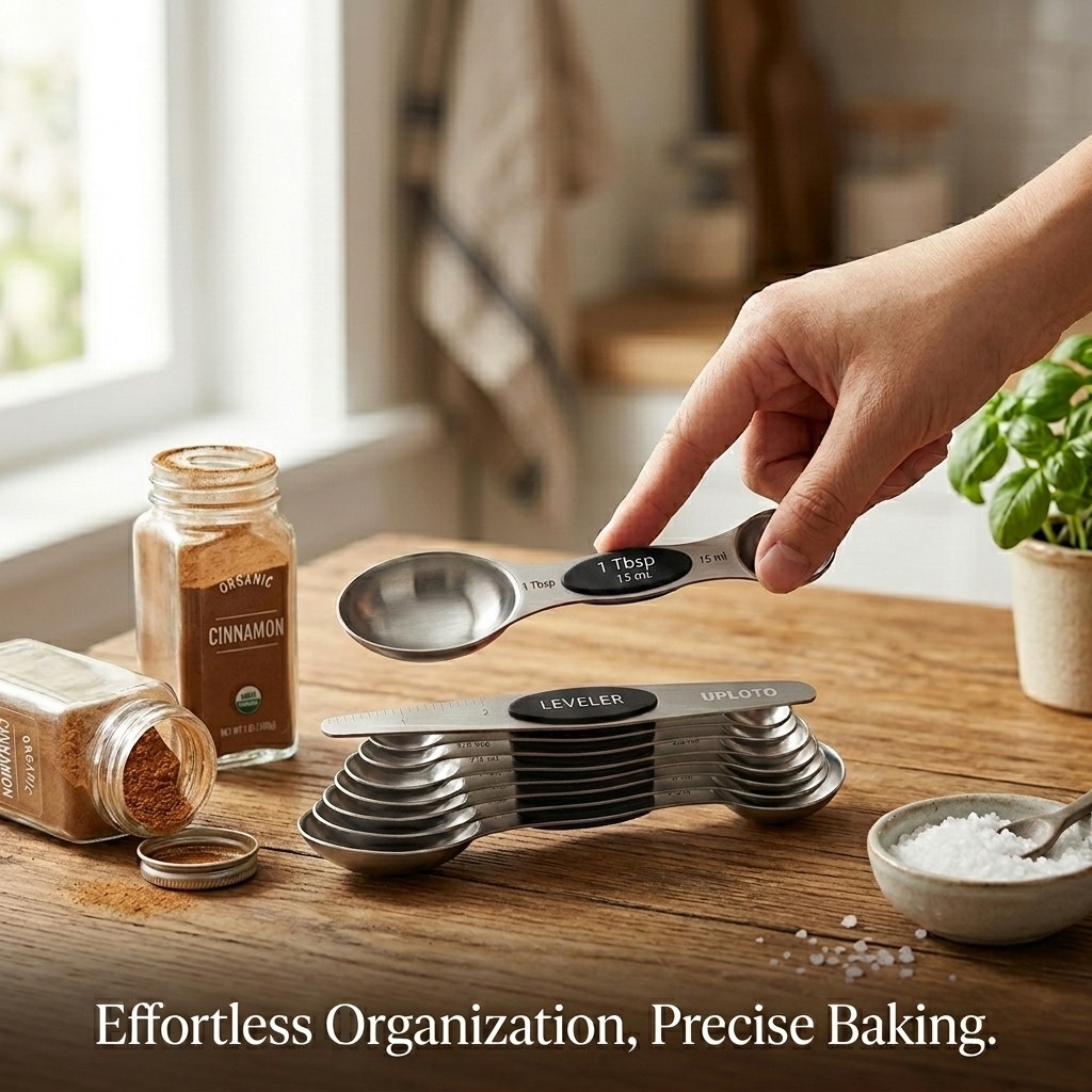 UPLOTO Magnetic Measuring Spoons Set Black (Set of 8) - Image 3