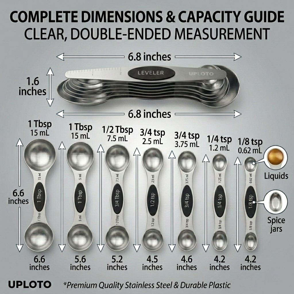 UPLOTO Magnetic Measuring Spoons Set Black (Set of 8) - Image 5