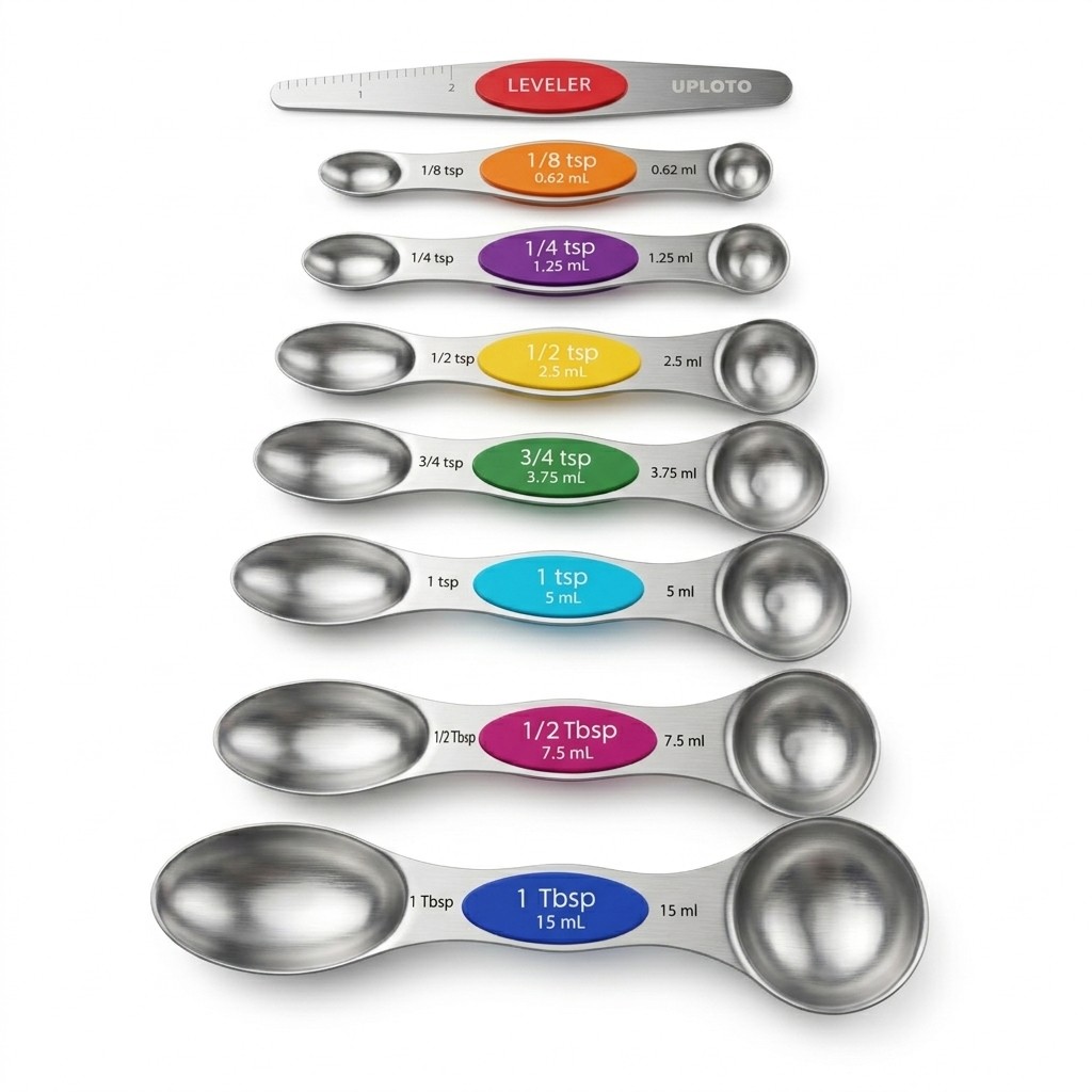 UPLOTO Magnetic Measuring Spoons Set Colorful (Set of 8)